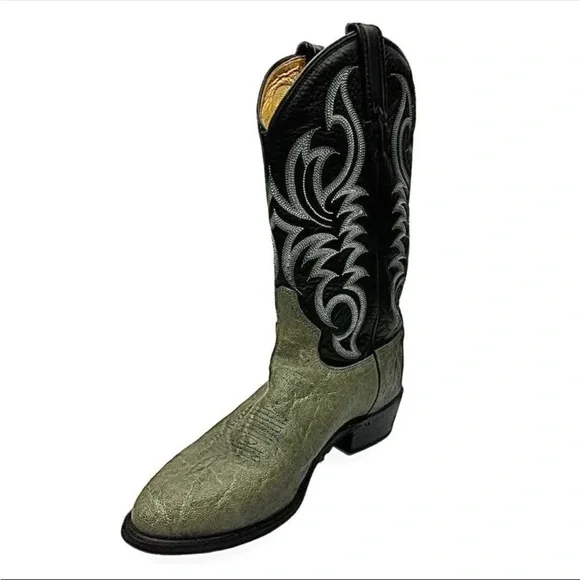 Tony Lama Mens Vintage 2-Tone Exotic Leather Cowboy Boots 10EE Pre-Owned